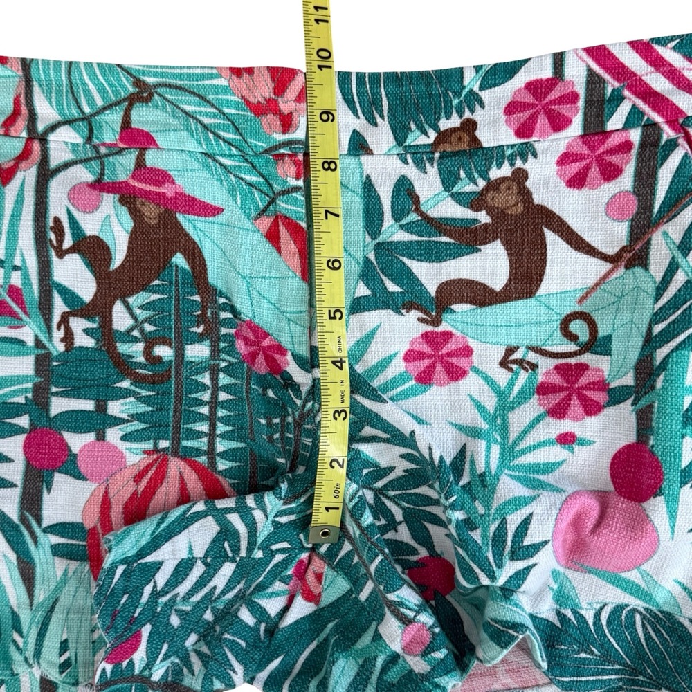 Talbots Womens 10P Tropical Monkey Jungle Print Scalloped Hem Shorts Green Pink - Picture 9 of 11
